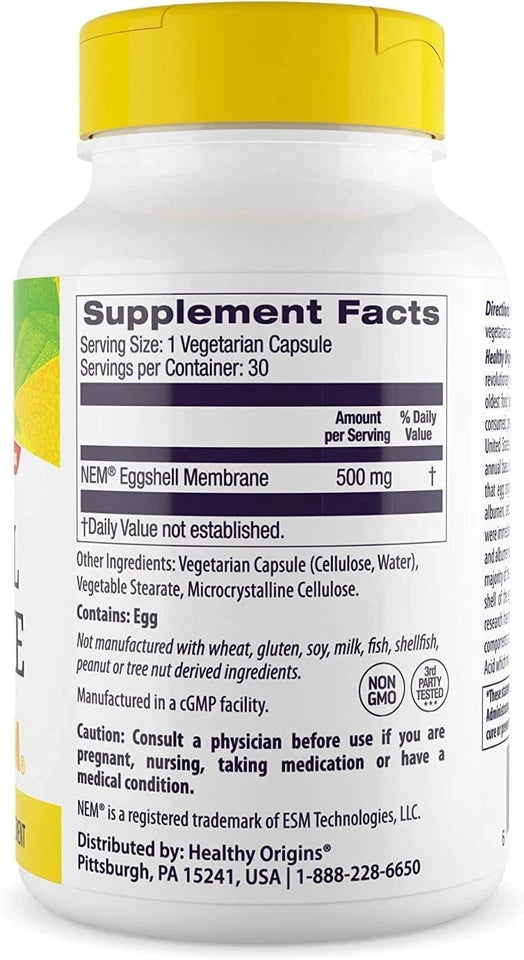 Eggshell Membrane (NEM), 500 Mg - Natural Collagen and Joint Support Supplement