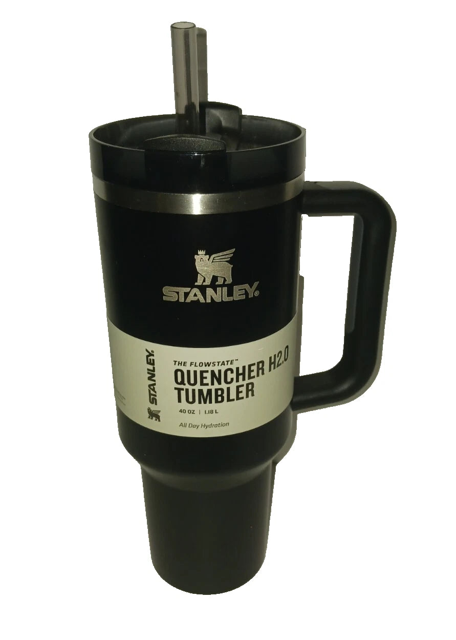 Stanley Flowstate Tumbler 40oz Black w/ Silver Tone Trim Quencher H2.0