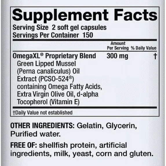 Joint Support Supplement Omega Fatty Acid Formula 300 Softgels