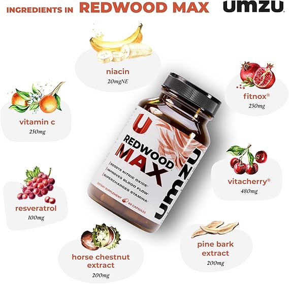 UMZU Redwood Nitric Oxide Booster Circulation Blood Flow Energy Stamina