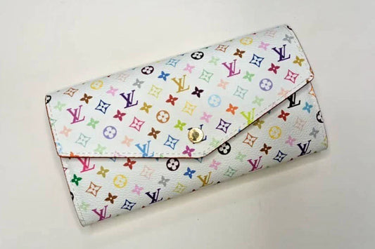 Louis Vuitton White Multicolor Takashi Murakami Sarah Long Wallet Pink Interior