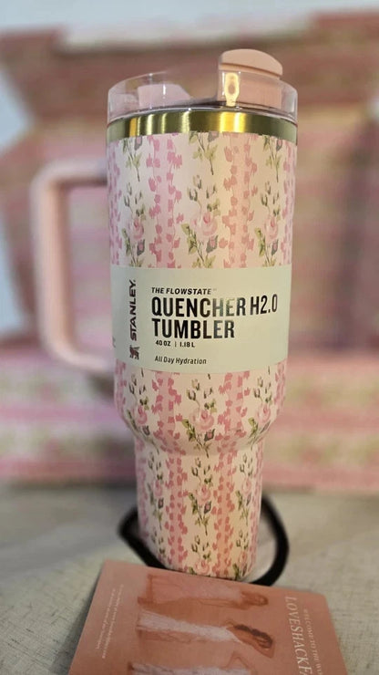 STANLEY FLORAL PINK 40 OZ TUMBLER