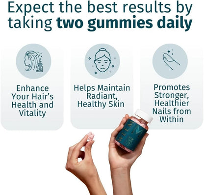 Hair, Skin & Nails Support Gummies – Vegan Biotin Vitamin Formula for Beauty & Wellness