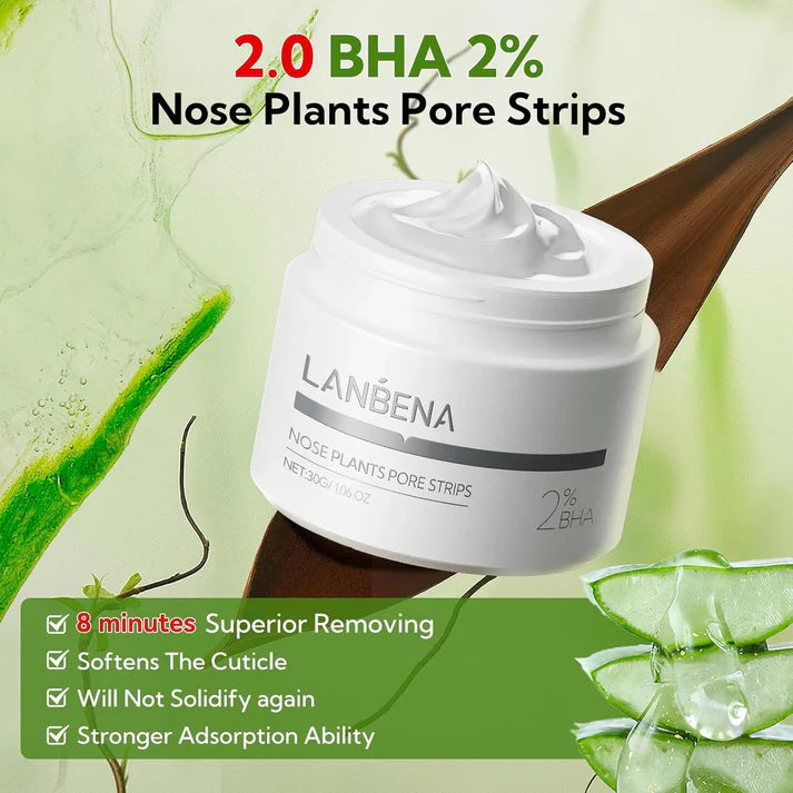 LANBENA 2.0 Blackhead Nose Plants Pore Strips(1.03 Oz), 60pcs Nose Strips for Bl