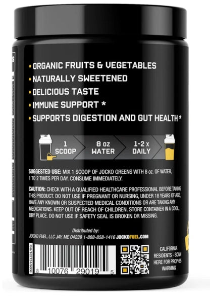 Jocko Fuel Daily Greens Powder – Organic Superfood for Gut Health, 30 Servings