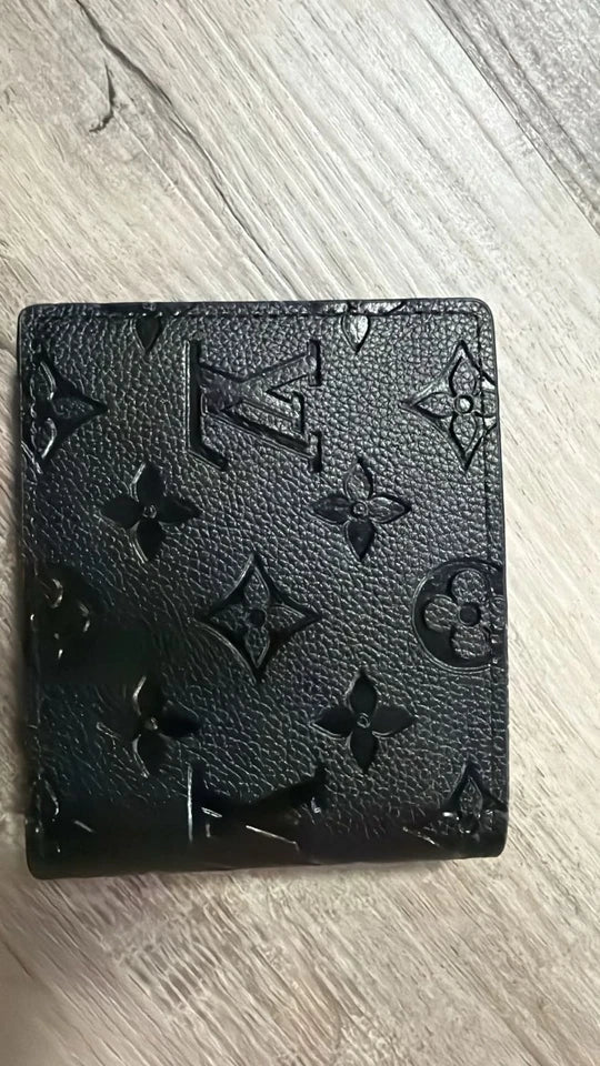 Premium Monogram Men’s Bifold Wallet – Black