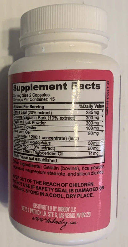 HIBODY Detox & Cleanse Colon , Dietary Suplement, 30 Capsules.
